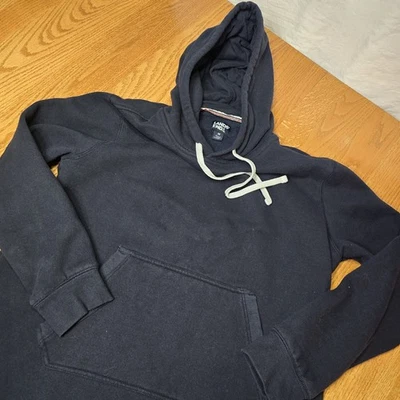 Land's End Fleece Shirt Dress Women Size M Navy With Hood - Image 1 of 4