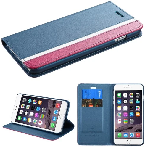 "MyBat Book-Style Wallet Case for iPhone 6+/6S+ - Blue, Pink, White" - Image 1 of 1