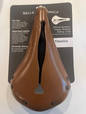 Sillín de cuero para bicicleta Selle An-Atomica Titanico - marrón  Foto 1 de 4