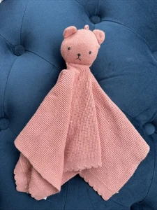 M&S teddy bear Soft Toy Comforter pink Knitted vgc 22053756 marks soother - Picture 1 of 13