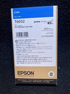 Cartucho de tinta cian Epson original T6032 fecha: abril de 2027 Foto 1 de 3