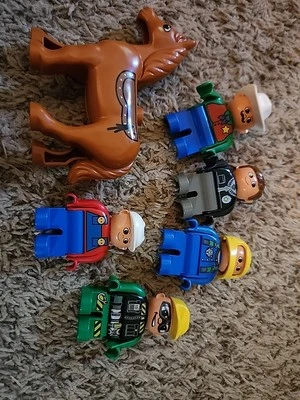 Lot Of 6*Vintage*LEGO Duplo Figure* Horse Sheriff Race Driver Construction  - Image 1 of 3