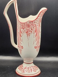 Vintage Cranberry and White Portugal RCCL Pitcher Hand Painted 14”Tall Numbered - Picture 1 of 10