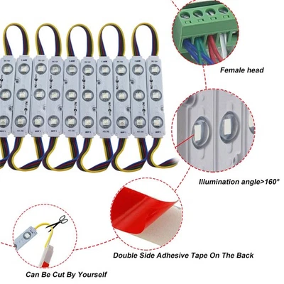 10-1000ft 3 LED Multicolor SMD 5050 Module Light Store Window Showcase Sign Lamp - Image 1 of 4