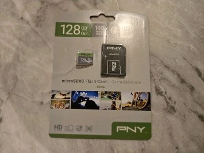 PNY-128GB Elite Class 10 U3  microSDXC Flash Memory Card w/adapter HD 100mb/s - Image 1 of 2