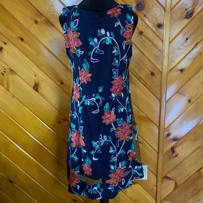Robbie Bee NWT Petite Large Embroidered Floral Dress Sleeveless Party Flowers L - Image 1 of 4