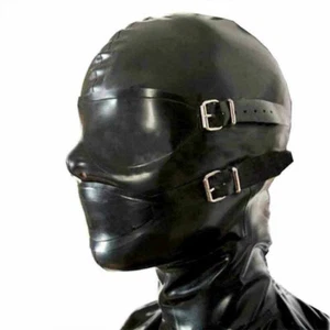 Latex Rubber Hood Full Enclosure Set With Eyeshade Cover Mouth Cover Aldult Tool - Picture 1 of 4