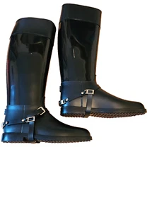 Jimmy Choo Gummistiefel Stiefel Regen Gr. 39 schwarz hoch neuwertig - Bild 1 von 21