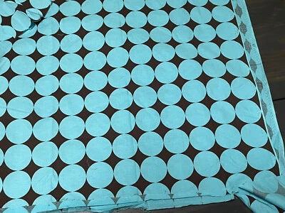 Cotton Quilt Teal Blue Brown Big Disco Polka Dot Baby Kid BOHO 1/2 Yard 21"x43" - Image 1 of 4