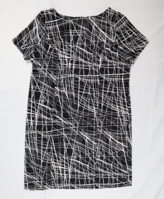 Dressbarn Women's Plus Size 16W Short Sleeve Mini Dress Black White Lines - Image 1 of 4