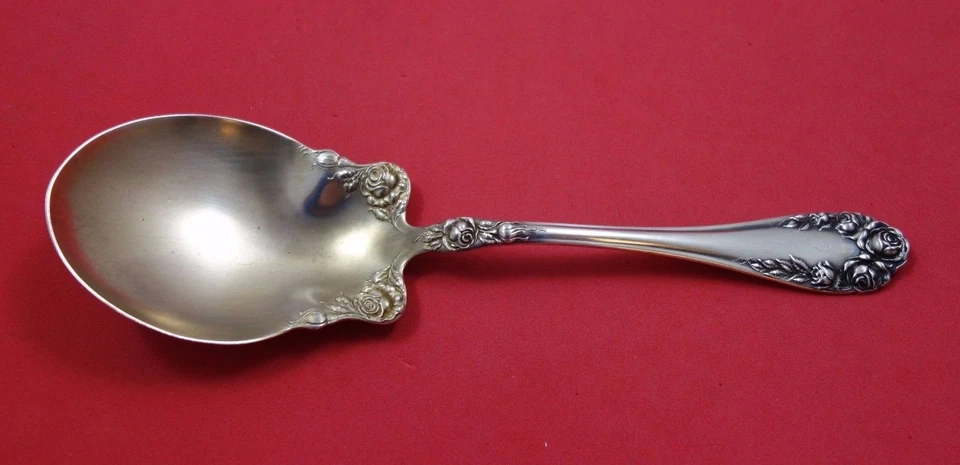 Cuchara de bayas de plata esterlina Rose by Wallace lavada en oro 8 1/2" Foto 1 de 1