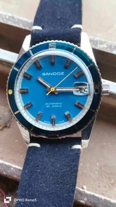 Sandoz Automatic - Blue Dial - Vintage - Rare 1970s - Picture 1 of 16