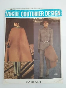 Fab! Vintage Vogue Couturier Design ~ Fabiani ~ Cape & Pantsuit Misses Size 10 - Picture 1 of 12