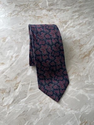 Corbata Marks And Spencers SEDA Vintage Azul Marino Para Hombre Paisley Boda Inteligente M&S Foto 1 de 4