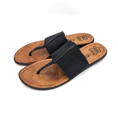 Sandálias tanga Callisto of California feminina preta couro lona tamanho 9 (39) - Imagem 1 de 4