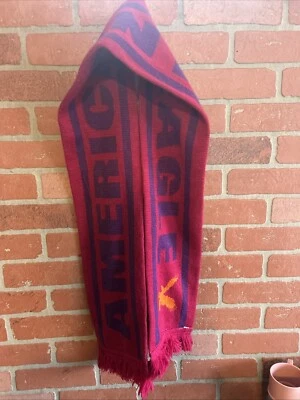 Y2K American Eagle Rosa y Morado Cálido Tejido Borla Bufanda Foto 1 de 4