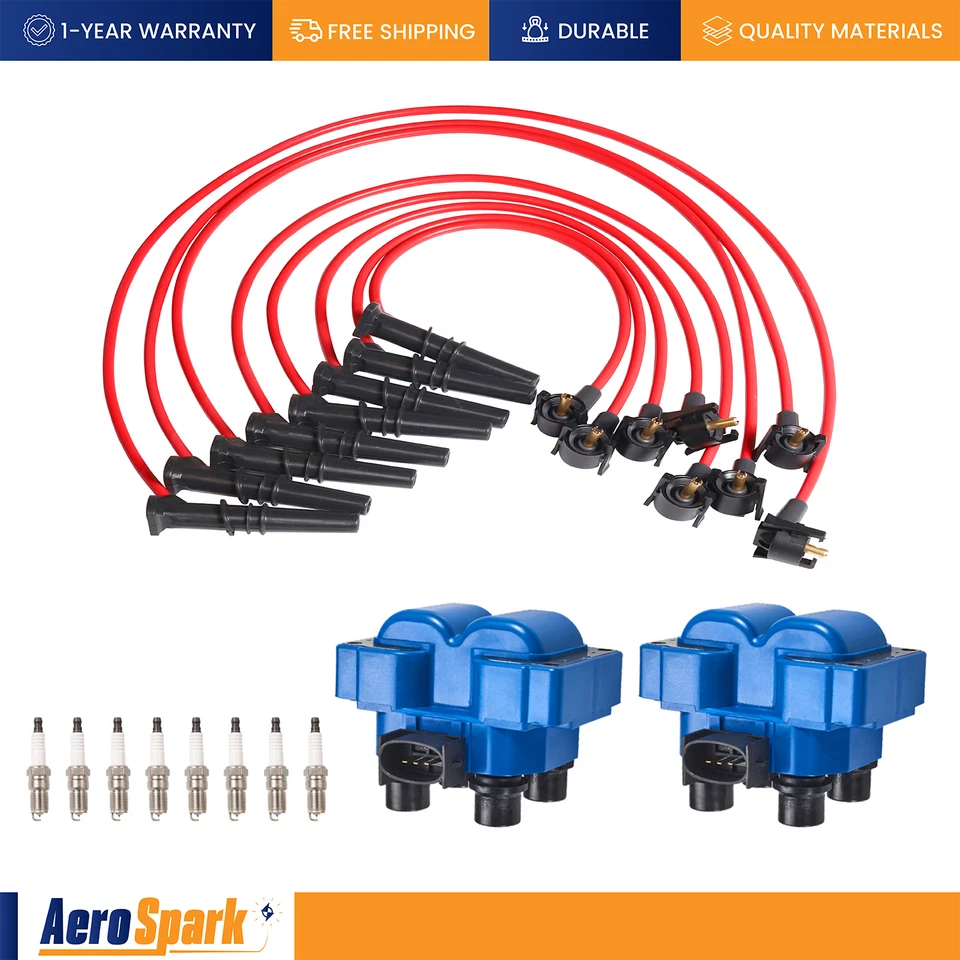 2 bobinas de encendido profesionales y bujías y cables de energía para 98-01 Mazda B2500 Foto 1 de 1