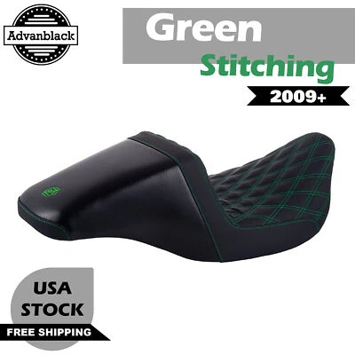 Штурмовое сиденье зеленые швы для 2009+ Harley Electra Road Street Glide King - Изображение 1 из 4
