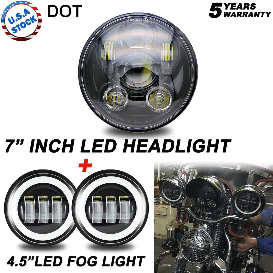 Faro LED 5-3/4" + Lámpara de paso de 4,5" para Ducati Monster 1100 Harley Dyna Foto 1 de 4