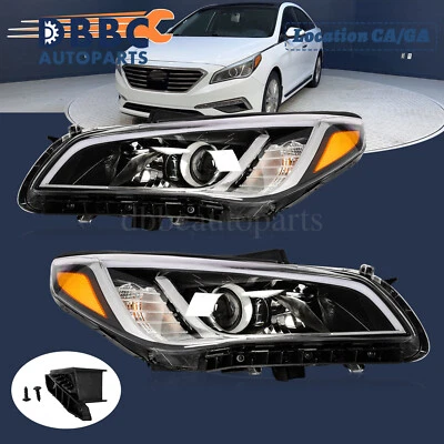 Fit For 2015 2016 2017 Hyundai Sonata Chrome Halogen Headlight Headlamp Assembly Foto 1 de 4