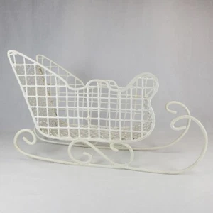 "Alambre de metal recubierto de blanco para decoración de trineo de Navidad tamaño pequeño 9""x5,5""x3" - Imagen 1 de 8