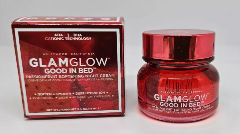 GlamGlow Good In Bed Passion Fruit Softening Night Cream 0.5oz./15mL