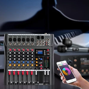 Audio Mixer USB Mixing Console Bluetooth for DJ Karaoke Live Podcast 6 Channel - Picture 1 of 12