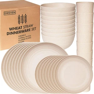 Wheat Straw Dinnerware Sets | Unbreakable Dinnerware Sets | Dishwasher Microwave - Picture 1 of 7