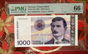 NORWAY 2004 1000 KRONER P52b GEM UNC PMG 66 EPQ WITH NEW SLEEVE- OFFERS ACCEPTED - Picture 1 of 2