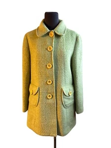 Women's Light Green Coat Jacket Size S-M Career Church Casual Wool Blend Pockets - Picture 1 of 11