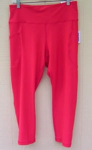 OLD NAVY LEGGINGS CROP HIGH WAISTED CHERRY TOMATO SZ L ~NWT - Picture 1 of 4