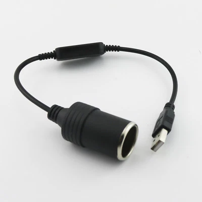 USB Male To 12V Car Cigarette Lighter Female Socket Converter Adapter Cable Cord - Image 1 of 4