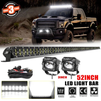 Barra de luz LED de techo 52" con 2 cápsulas de 3" doble color + cable para Ford F250 F350 1999-2015 Foto 1 de 4