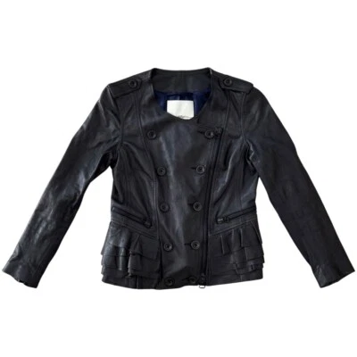 3.1 Phillip Lim Ruffled Leather Jacket - Image 1 of 4