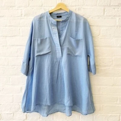 Joseph || Túnica Ramie & Silk Brezo Parche Bolsillos Azul FR 36 US 4 Foto 1 de 4