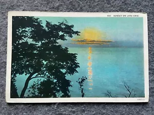 Sunset on Lake Erie Vintage 1929 Postcard - Picture 1 of 2