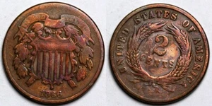 1866 Two Cent Piece - Picture 1 of 1