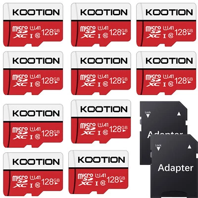 Tarjetas de memoria Kootion 10 piezas 128 GB U1 Ultra Micro SDXC tarjetas SD de alta velocidad tarjetas TF Foto 1 de 4