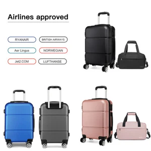 2PCS Travel Set Small Cabin Hand Luggage Hard Shell 4 Wheels Suitcase With Bag - Picture 1 of 45