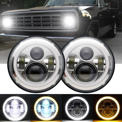 Faro LED Halo Angel Eye de 7" para camioneta Dodge D100 D200 D300 W100 W200 W300 Foto 1 de 4