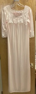 Vintage Samye Negligee Gown Womens Small Pink Nightgown Made USA - Picture 1 of 7