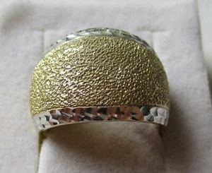 eleganter vergoldeter 925er Sterling Silber Ring mit Hammerschlagoptik (142170) - Bild 1 von 1