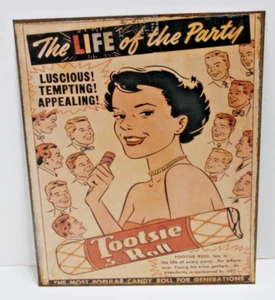 Tootsie Roll The Life Of The Party 5 Cents Metal Sign 12" x 15" Vintage Candy - Picture 1 of 2