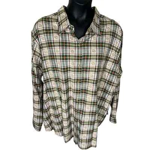 Fashion Bug Plaid Acorns Long Sleeve Button Down Vintage Top Women's Size 30/32W - Bild 1 von 5