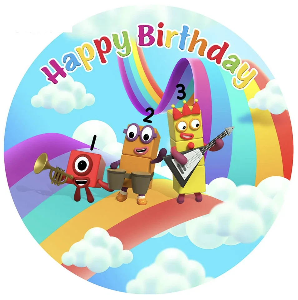 NUMBER BLOCKS BANNER LEARNING RAINBOW ROAD MUSIC ROUND BIRTHDAY BACKDROP Foto 1 de 1