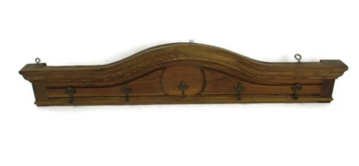 Hand Carved Wood  Coat Hat Kitchen Hallway Rack Gorgeous Heavy Antique  - Image 1 of 4
