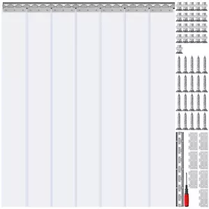 VEVOR Streifenvorhang PVC-Türvorhang 107x213,4cm transparent Vorhang 2mm dick - Bild 1 von 12