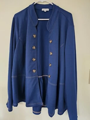 Ophelia Roe женщин Blazer куртка синий Sz 3XL на пуговицах винтажный y2k  - Изображение 1 из 4