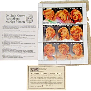 Hoja de estampillas de Marilyn Monroe Scott #2055 San Vicente 1994 nueve 9 x $1 como nueva MNH  - Imagen 1 de 4