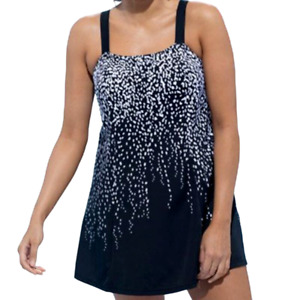 Swimsuits For All Women's Princess Seam Swim Dress Black White Size 14 - $115